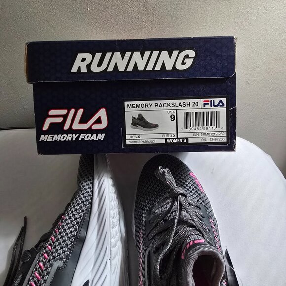 Fila Gray Women's Running Sneakers W Pink Accents - Memory Backlash 20 Size 9 - Picture 8 of 10